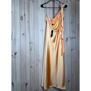 Lulus Naima Light Orange Satin One-Shoulder Midi Dress Holiday Gala Extra Large thumbnail 6