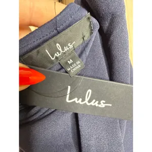 NWT Lulus Majestic Perfection Navy Blue Ruffle Halter Maxi Dress Flapper Dance M thumbnail 7
