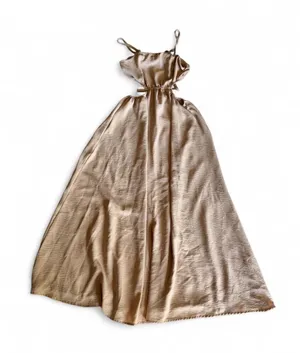 SHEIN Champagne Satin Cutout Maxi Dress XS thumbnail 3