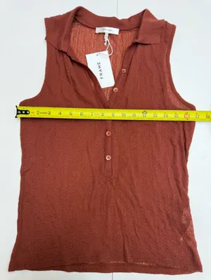 FRAME Women’s Mesh Lace Sleeveless Polo size L thumbnail 6