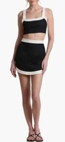 NWT 7 For All Mankind black‎ & cream linen blend top & skirt set size xs thumbnail 1