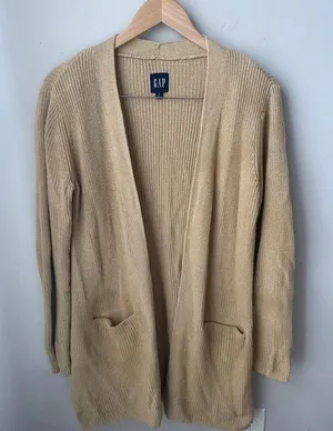 Gap Tan Open Front Longline Cardigan Sweater Small thumbnail 1
