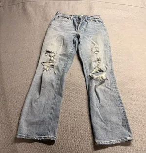 Denim Forum The Arlo High Rise Straight Jeans Distressed Size 28L EUC thumbnail 1