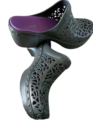 Dansko Pippa laser cut wedge clogs grey and purple size 40/9 US thumbnail 4