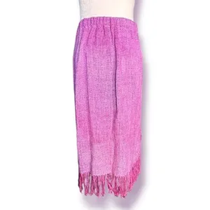 Handmade Vintage Pink Purple Tweed Fringe Skirt‎ Boho Statement Preppy Woven Statement thumbnail 6
