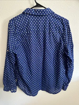Ralph Lauren Blue and White Polka Dot Button-Down Shirt Size Medium thumbnail 4