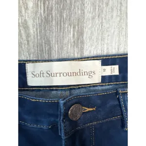 Soft Surroundings‎ Womens High Rise Flare Leg Jeans Dark Wash Blue Size 10 thumbnail 3