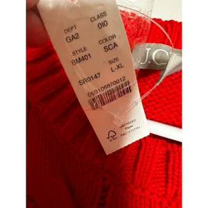 J.Crew Womens Red Cable-Knit Side-Slit Crewneck‎ Sweater BM401 L-XL NEW thumbnail 7