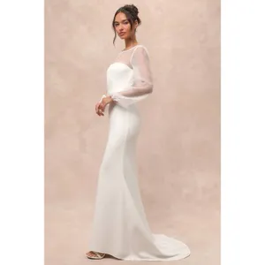 Lulus Immaculate Romance White Sheer Organza Long Sleeve Maxi Dress Small Bridal thumbnail 3