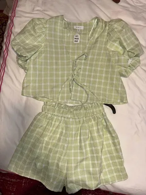 Mable Green Plaid Shorts Set thumbnail 2