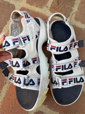 Fila red white blue distributor chunky sandals logo stripes sz 8 women’s #patriotic #utility #streetwear thumbnail 4
