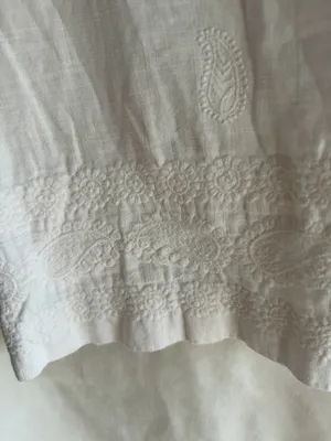 ZARA Pants Linen Wide-Leg White embroidered size 2 thumbnail 6