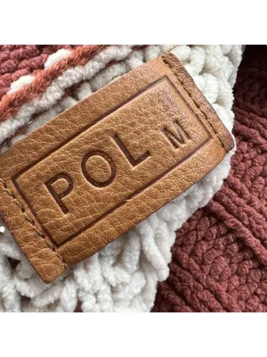 POL Chenille Colorblock Oversized Turtleneck Sweater Orange Ivory Size Medium thumbnail 8