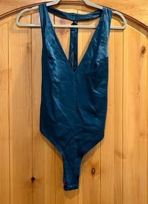 For Love And Lemons Blue Satin Fabric thumbnail 1
