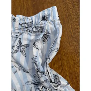 Martha Stewart Linen Beach Print Crop Pants Blue White Nautical Size Medium thumbnail 8