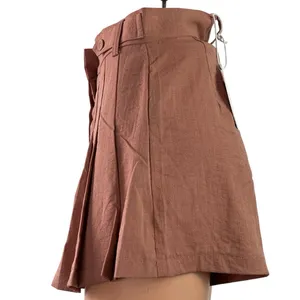 NEW Princess Polly Ryland Tan High Rise Pleated A Line Mini Skirt Skort Short 0 thumbnail 2