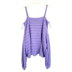 FREE PEOPLE Lilac Sistine Hacci Sweater TOP off shoulder size medium thumbnail 3