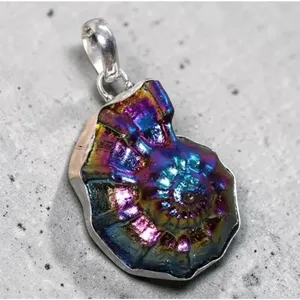 Rainbow Titanium Ammonite Pendant 925 Plated thumbnail 3