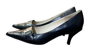 Joan & David Leather Pointy Toe Pumps Womens 8M Blue Circa 365 CJCalliope Y2K thumbnail 1