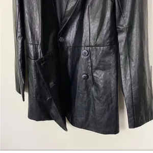 Line & Dot River Vegan Faux Leather Longline Blazer Jacket Size Small Black thumbnail 6