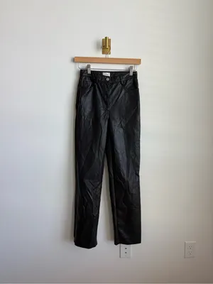 Aritzia Wilfred The Melina Pant Black Vegan Leather Straight Leg Size 0 thumbnail 5