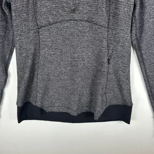 Lululemon Rest Less 1/4 Zip Pullover Black White Thumbholes Size 10 thumbnail 7