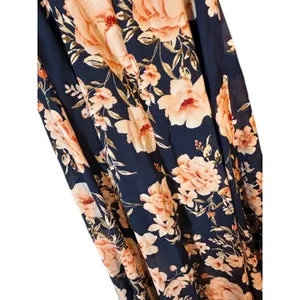 Lulus Navy Blue Pink Floral Asymmetrical High Low Dress Woman Sz XS thumbnail 8