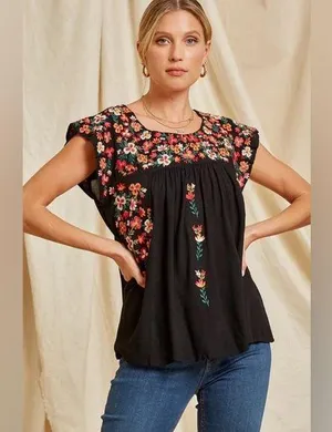 Savanna Jane | Flutter Sleeve Embroidered Top, Size S thumbnail 1