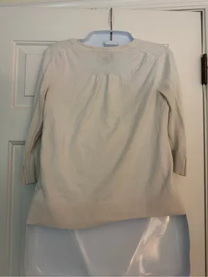 🩷 3/$18 Gap Cream Cotton Cardigan 3/4 Sleeve Button Front Sweater Size S thumbnail 6