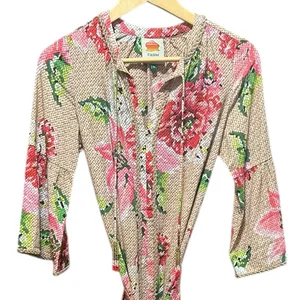 Farm Rio Floral Ruffle Beaded Tassels Belt‎ Slip-On Dress Size XS thumbnail 2