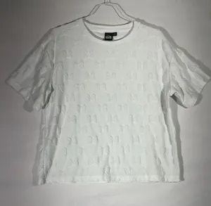 Disney Minnie Mouse Bow Textured T Shirt Womens M White Terry Cloth Short Sleeve thumbnail 1
