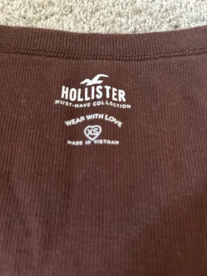 Hollister Women's Scoop Neck Brown Ribbed Top XS thumbnail 3