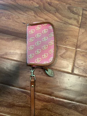 Dooney & Bourke Vintage Mini Pink Monogram Flap Wristlet thumbnail 6