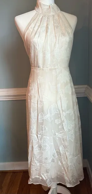 Elegant Ivory Halter Maxi Dress thumbnail 1