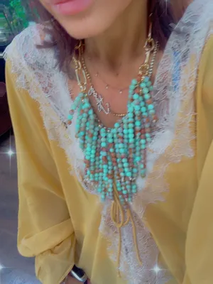 Turquoise Beaded Statement Necklace thumbnail 2