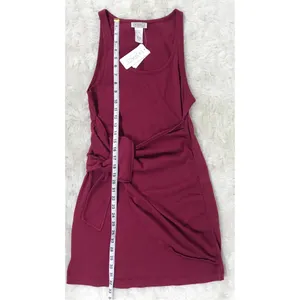 L*SPACE Cypress Burgundy Red Wrap Front Mini‎ Tank Dress Casual Beach Size Small thumbnail 14