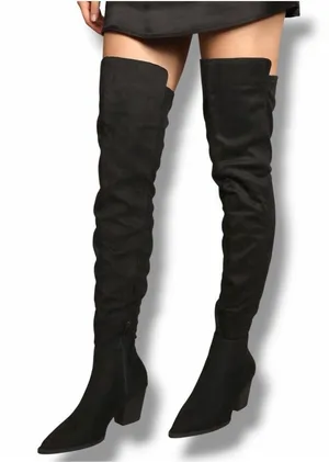 Lulu’s Vessay Black Suede Over the Knee Boots thumbnail 1