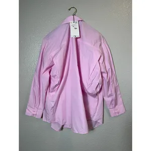 NWT ZARA Oversized Poplin Shirt Pink Size S thumbnail 4