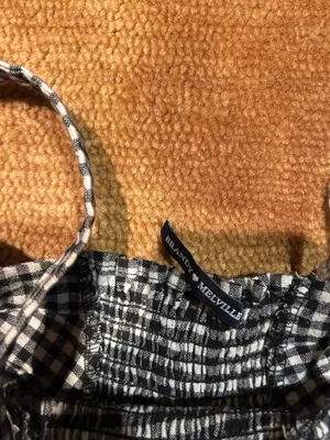 Brandy Melville Gingham Plaid Crop Tank Top Black and White Smoked One Size thumbnail 2