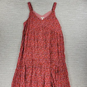 Joie Anthro Bondi Tiered Maxi Sundress Size M Red Ikat Spaghetti Strap Lined NWT thumbnail 9