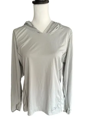 L.L. Bean Medium Long Sleeve Hooded Activewear Gray thumbnail 1