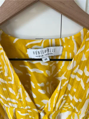 Hunter Bell McCauley Silk Mini Dress in Marigold Palms thumbnail 6