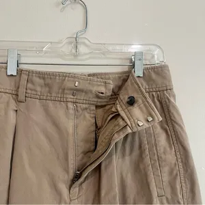 Everlane Draper Pleated Pant Khaki Ash Brown High Rise Wide Leg Size 8S thumbnail 4
