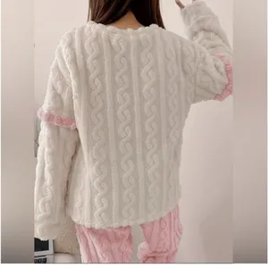 Cozy, Soft Thickened Jacquard Fleece Lounge/Pajama Set thumbnail 3