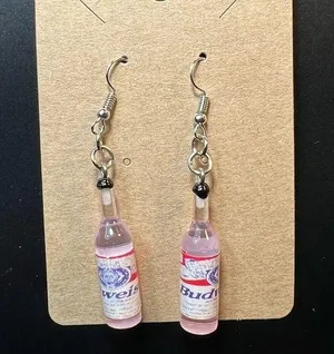 Budweiser Bottle Charm Dangle Earrings New thumbnail 1