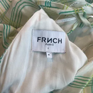 FRNCH Maxi White/Green/Blue Linen Sundress Summer Beach Boho Whimsical - Size M thumbnail 6