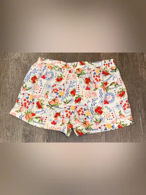 White Floral & Fruit Print Elastic-Waist Athletic Shorts thumbnail 5