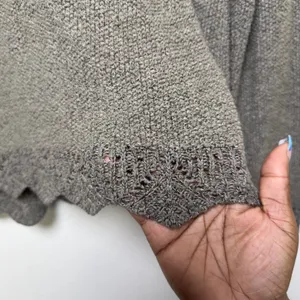 VTG 90s‎ Clio Women Granola Girl Sweater Medium Brown Scalloped Pointelle Goblin thumbnail 8