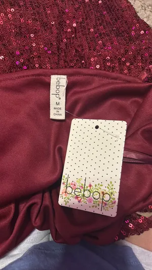 Bebop Dress Sequin Maroon Mini Red Sparkle Party thumbnail 2