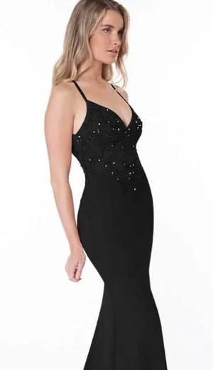 Azazie Dress Black Bridesmaid Prom thumbnail 1